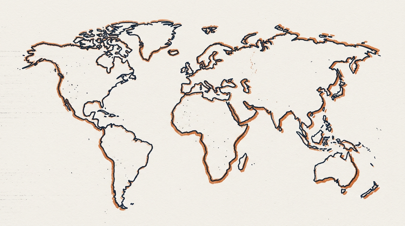 World map showing Tim Jeong's global reach